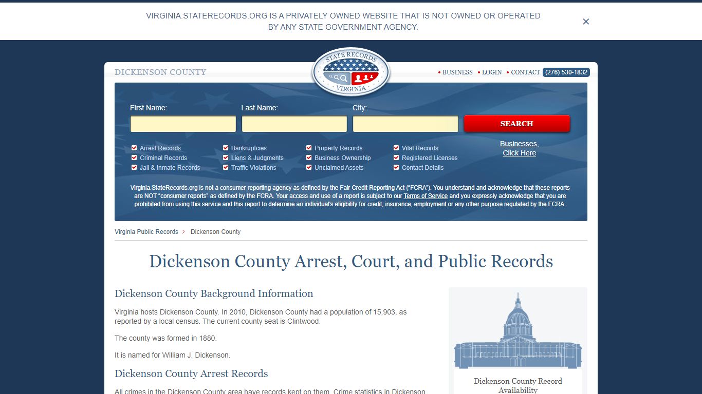 Dickenson County Arrest, Court, and Public Records