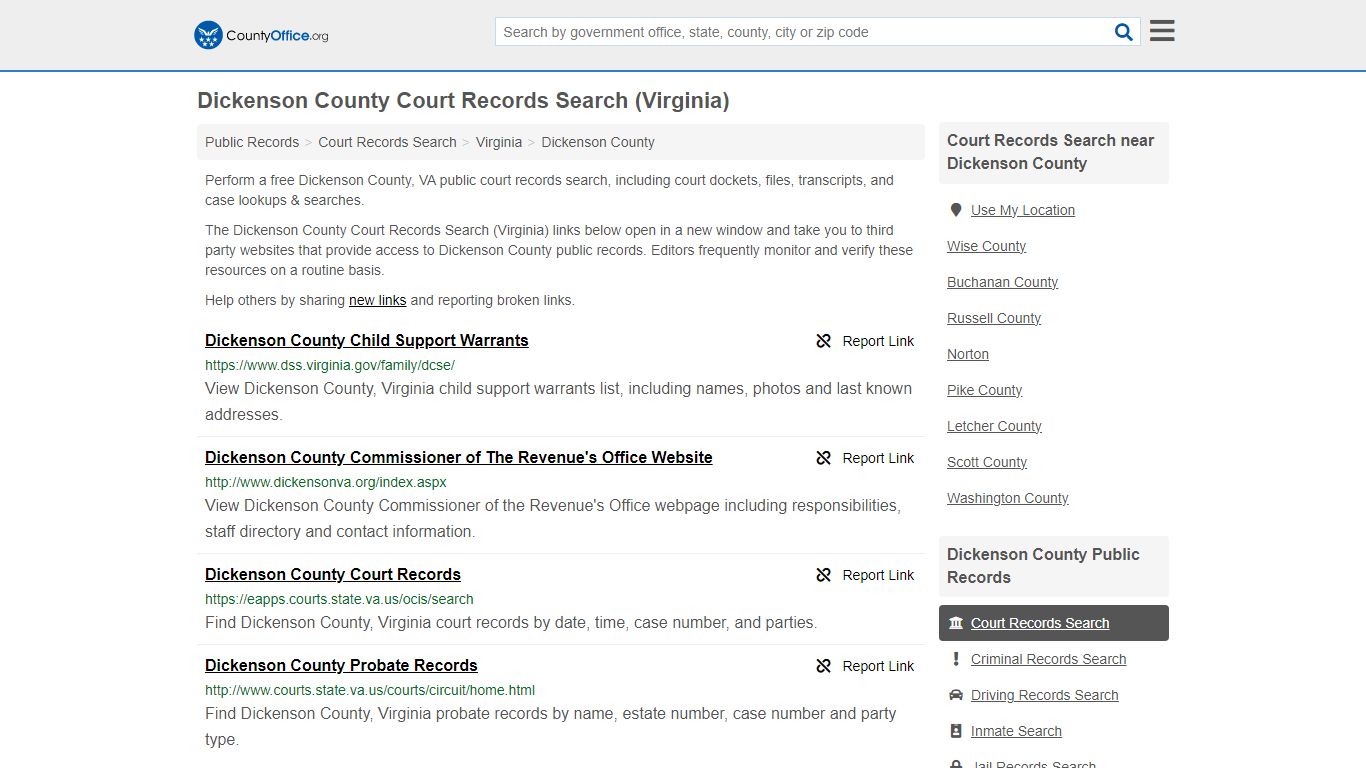 Dickenson County Court Records Search (Virginia) - County Office